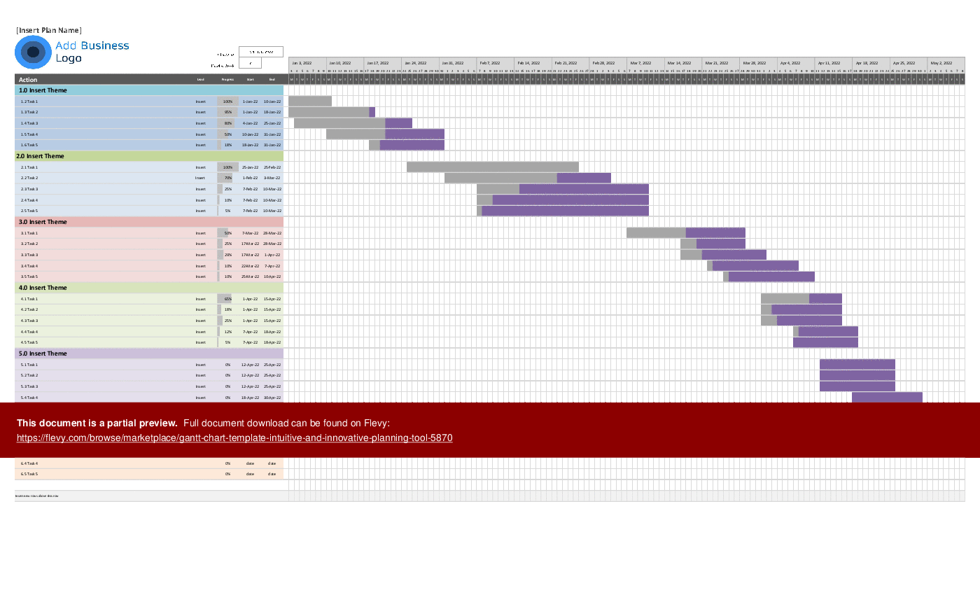 Gantt Chart Template: Intuitive and Innovative Planning Tool (Excel template (XLSX)) Preview Image