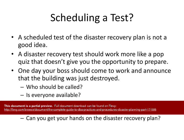 The Complete Guide to DBA Practices & Procedures - Disaster Planning - Part 17 (28-slide PPT PowerPoint presentation (PPTX)) Preview Image