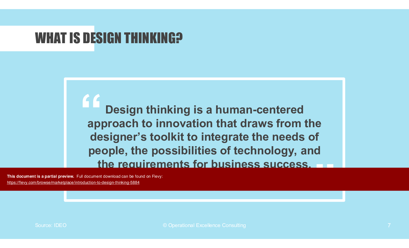 This is a partial preview of Introduction to Design Thinking (91-slide PowerPoint presentation (PPTX)). Full document is 91 slides. 