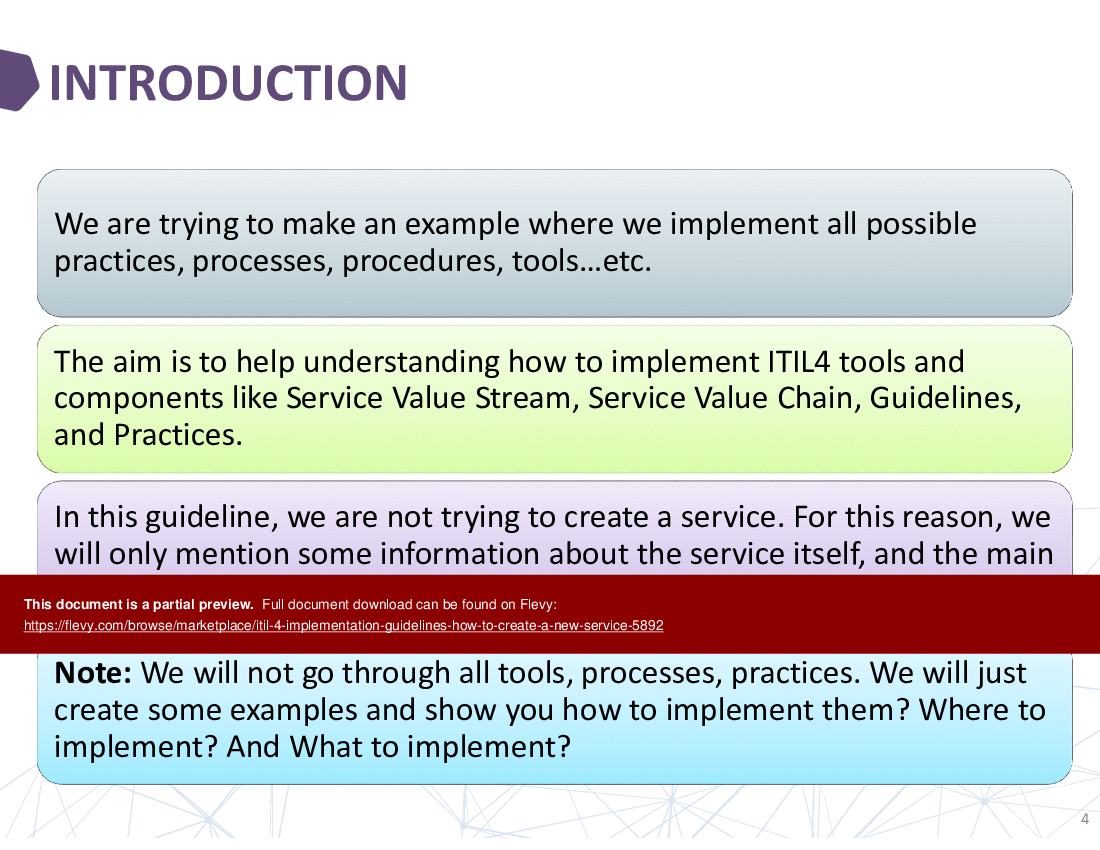 This is a partial preview of ITIL 4 Implementation Guidelines: How to Create a New Service (27-slide PowerPoint presentation (PPTX)). Full document is 27 slides. 