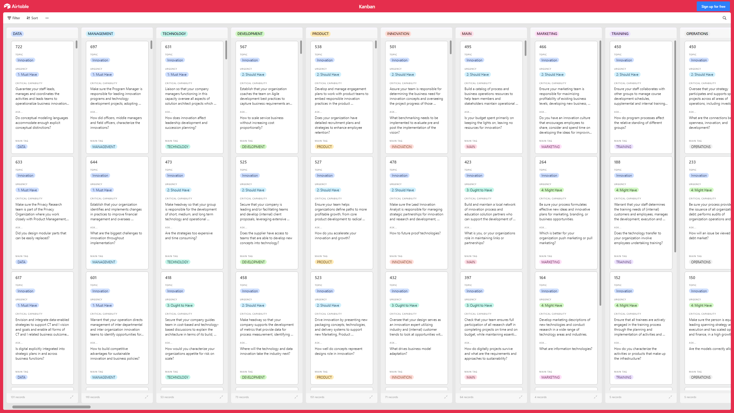 Kanban Board: Innovation (Excel template (XLSX)) Preview Image