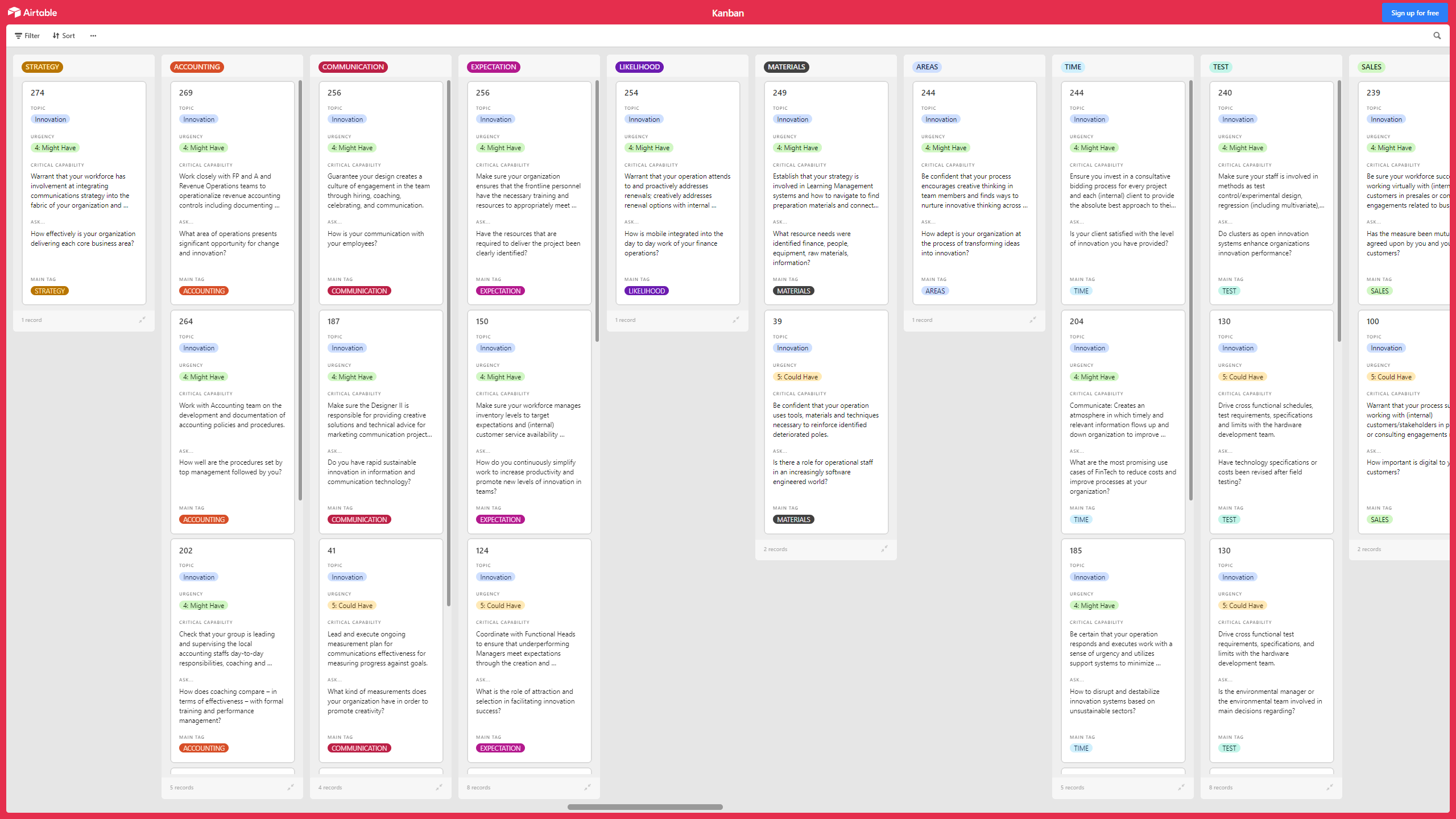 This is a partial preview of Kanban Board: Innovation (Excel workbook (XLSX)). 