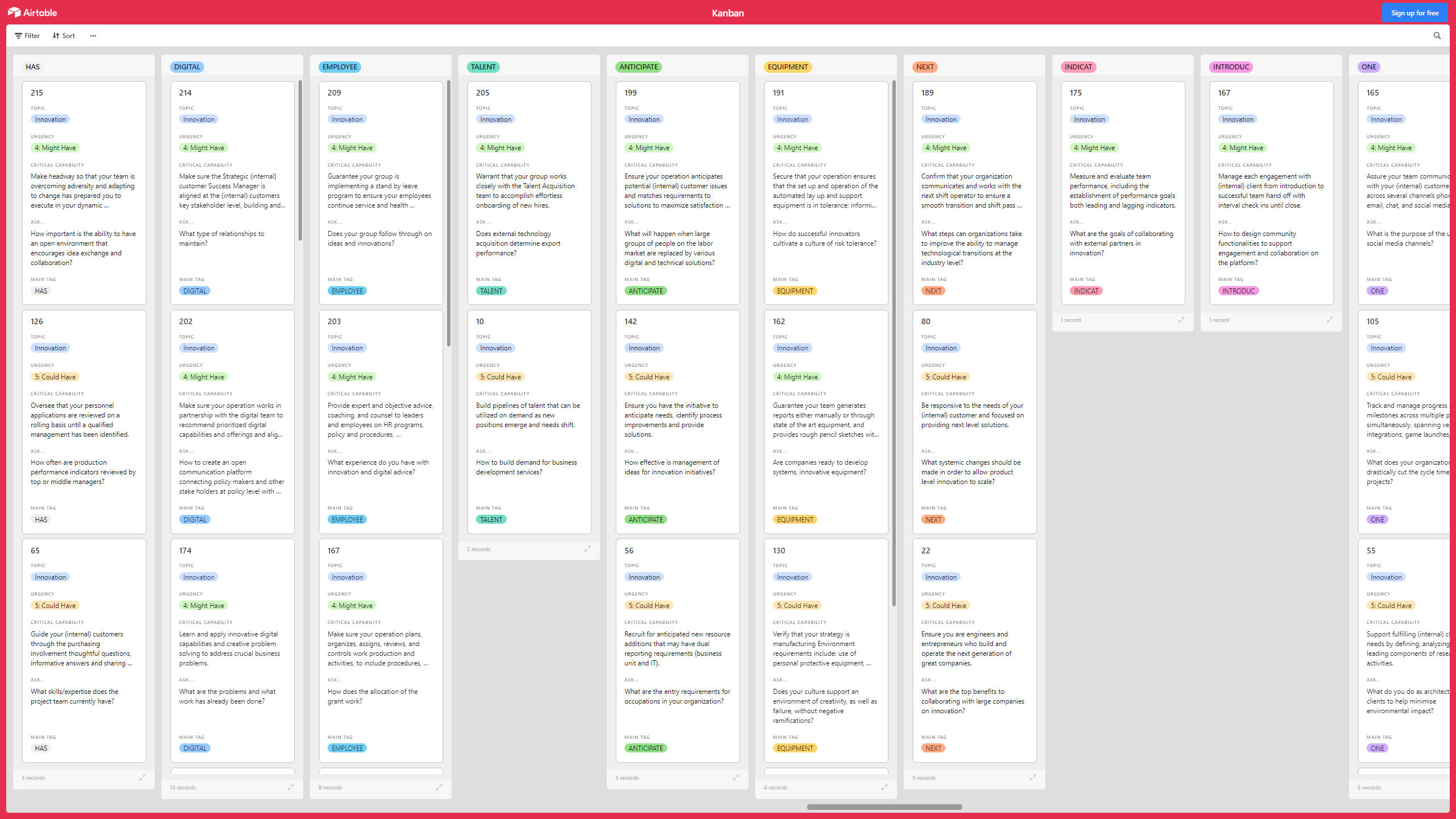 This is a partial preview of Kanban Board: Innovation (Excel workbook (XLSX)). 