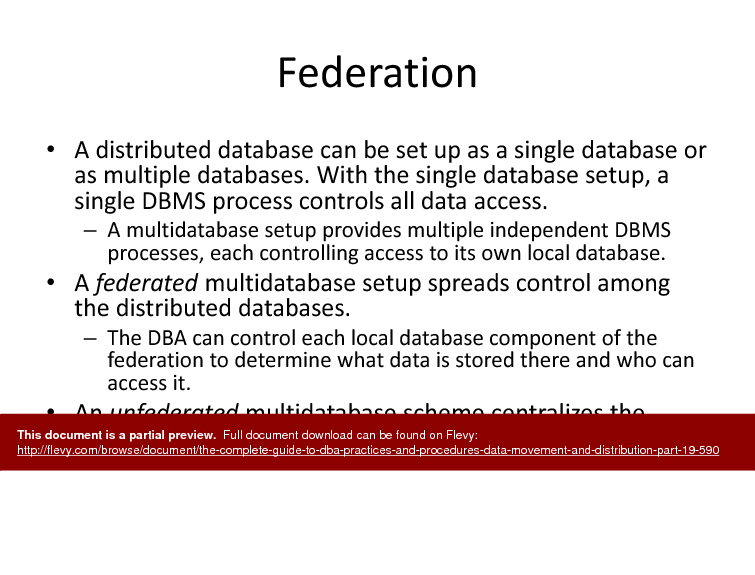 The Complete Guide to DBA Practices & Procedures - Data Movement and Distribution - Part 19 (35-slide PPT PowerPoint presentation (PPTX)) Preview Image