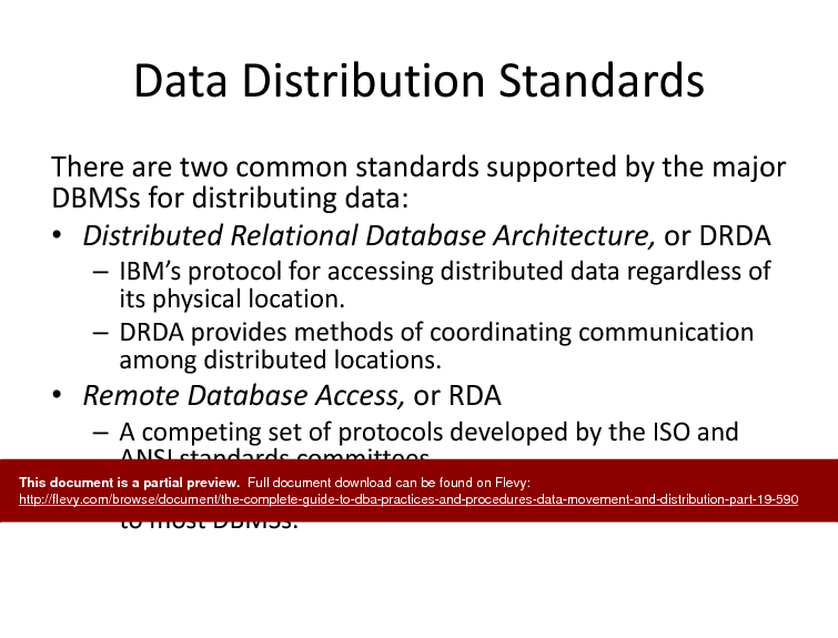 The Complete Guide to DBA Practices & Procedures - Data Movement and Distribution - Part 19 (35-slide PPT PowerPoint presentation (PPTX)) Preview Image