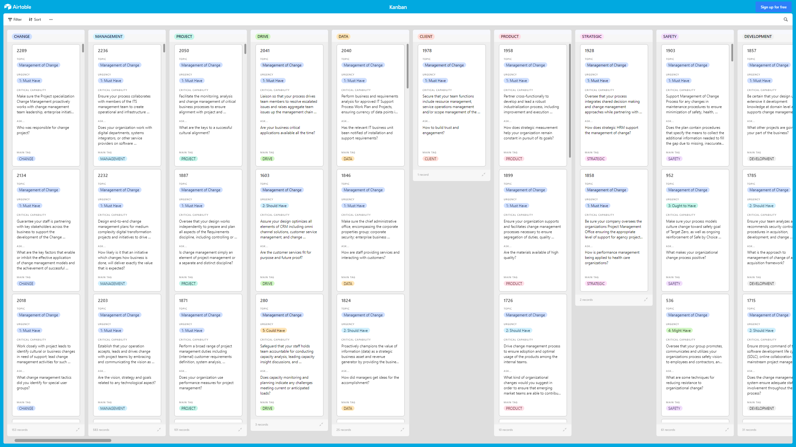 Kanban Board: Change Management (Excel template (XLSX)) Preview Image