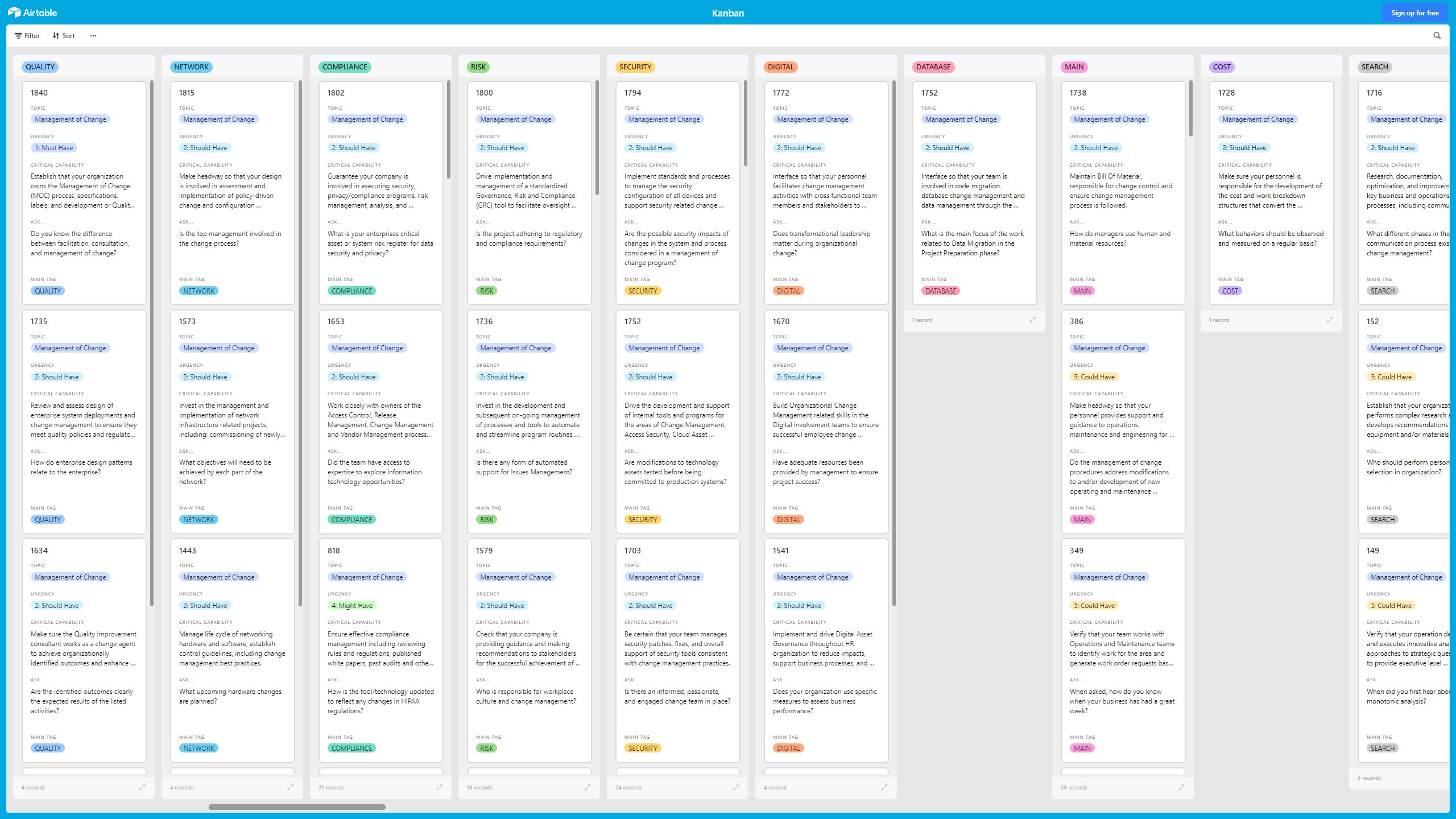 Kanban Board: Change Management (Excel template (XLSX)) Preview Image