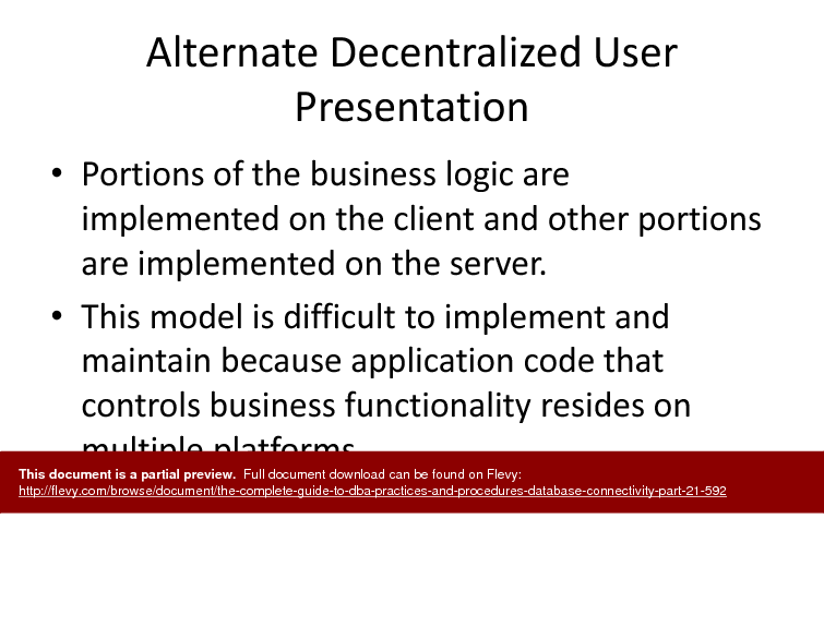 The Complete Guide to DBA Practices & Procedures - Database Connectivity - Part 21 (40-slide PPT PowerPoint presentation (PPTX)) Preview Image