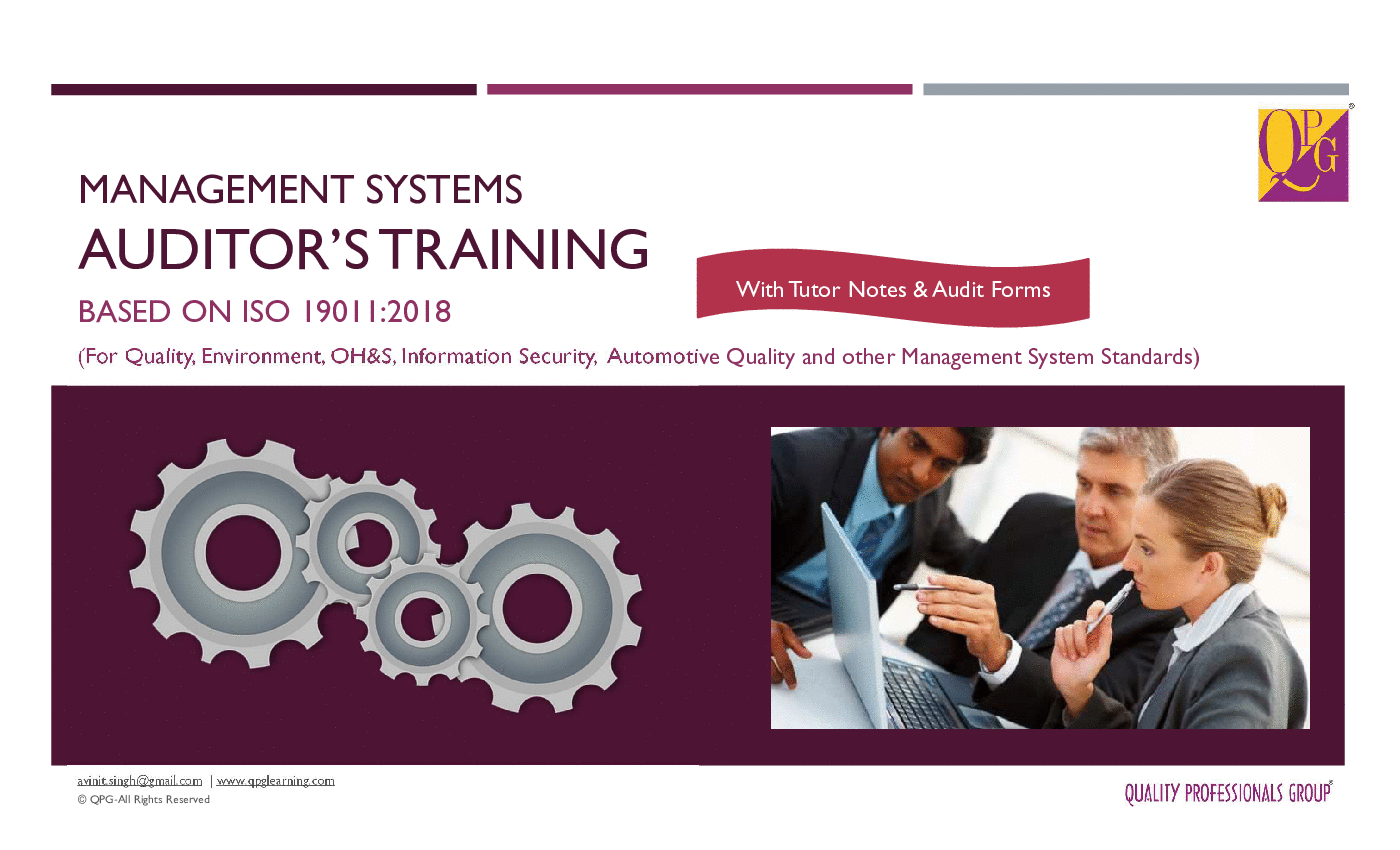 ISO Management Systems Auditor's Training-with Notes & Forms