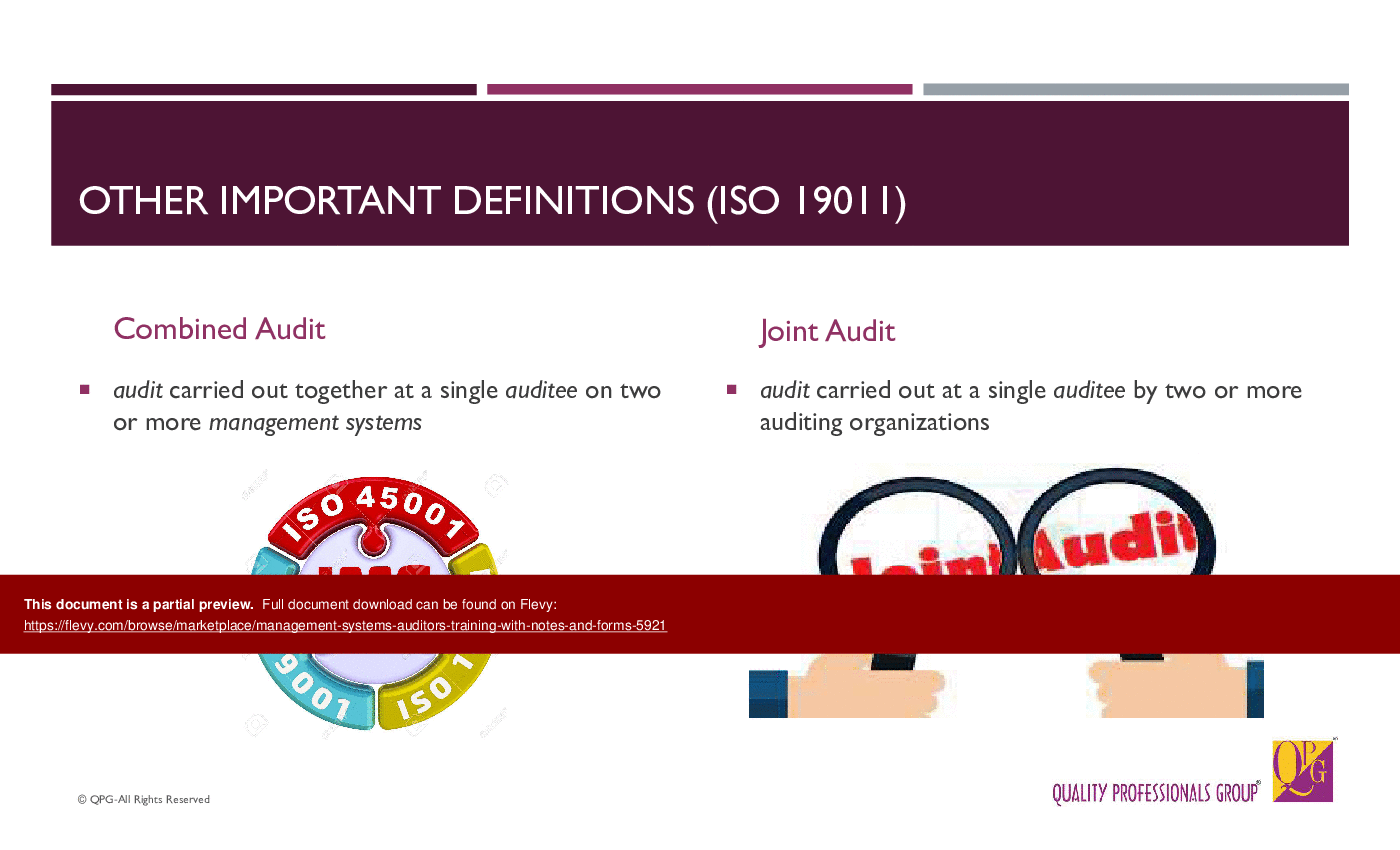 ISO Management Systems Auditor's Training-with Notes & Forms (121-slide PPT PowerPoint presentation (PPTX)) Preview Image