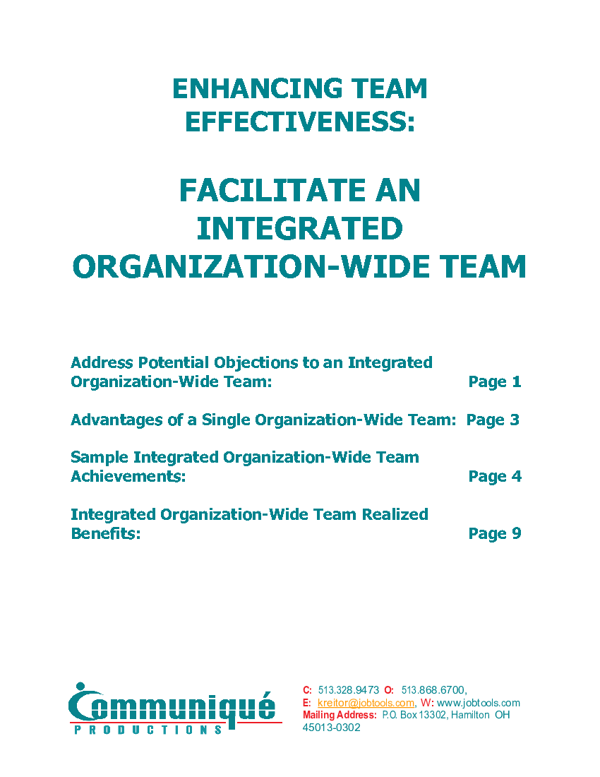 This is a partial preview of Facilitate an Integrated Organization-Wide Team (10-page PDF document). Full document is 10 pages. 