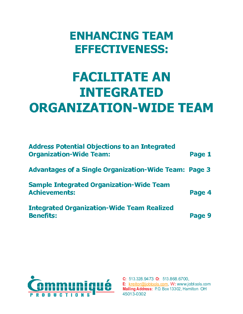 Facilitate an Integrated Organization-Wide Team