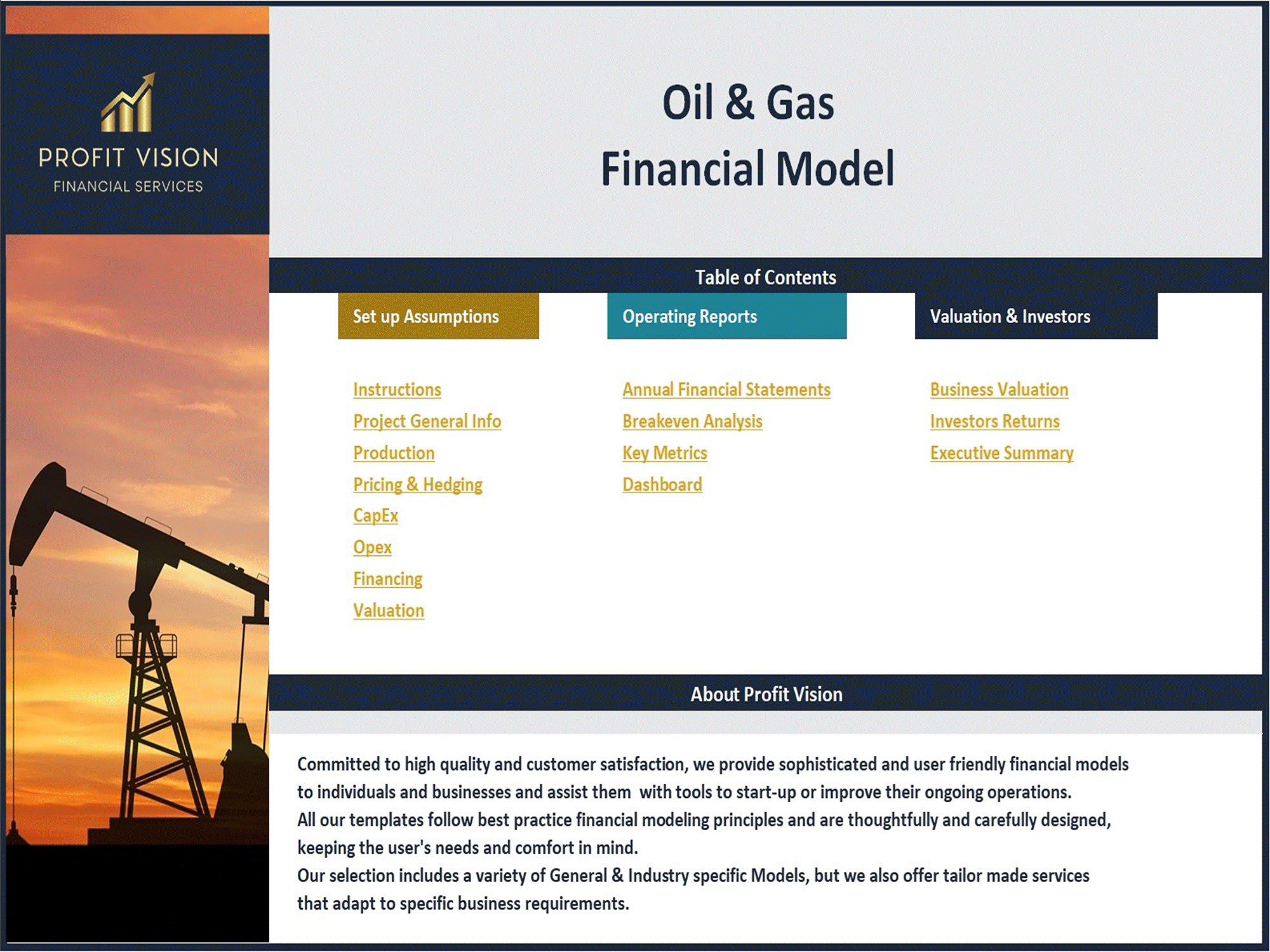 This is a partial preview of Oil & Gas Financial Model - Dynamic 10 Year Forecast (Excel workbook (XLSX)). 