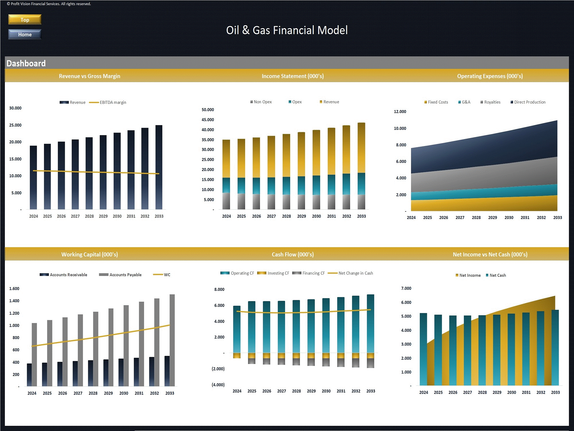 Oil & Gas Financial Model - Dynamic 10 Year Forecast (Excel template (XLSX)) Preview Image