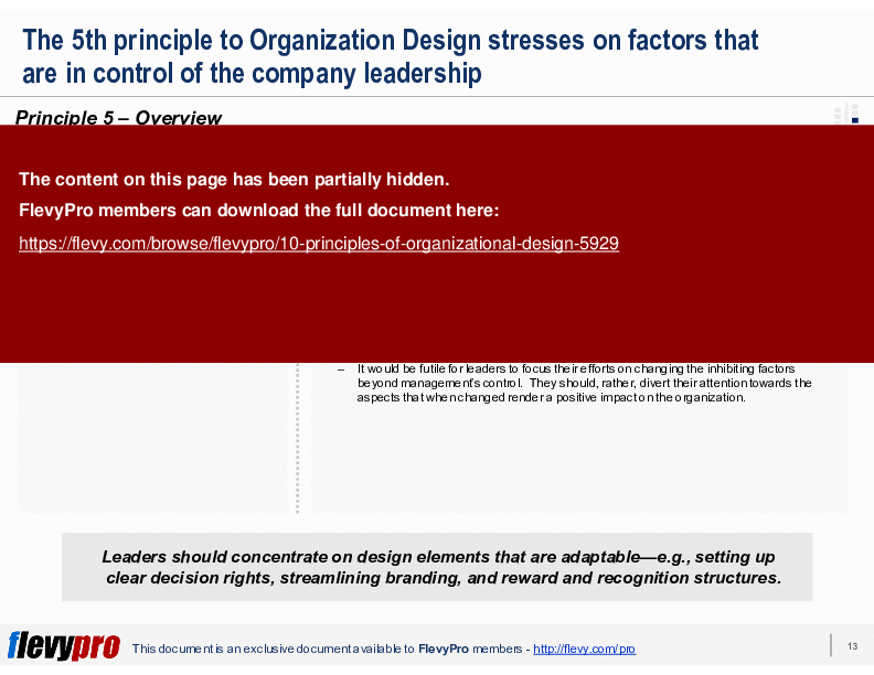 This is a partial preview of 10 Principles of Organizational Design (25-slide PowerPoint presentation (PPTX)). Full document is 25 slides. 