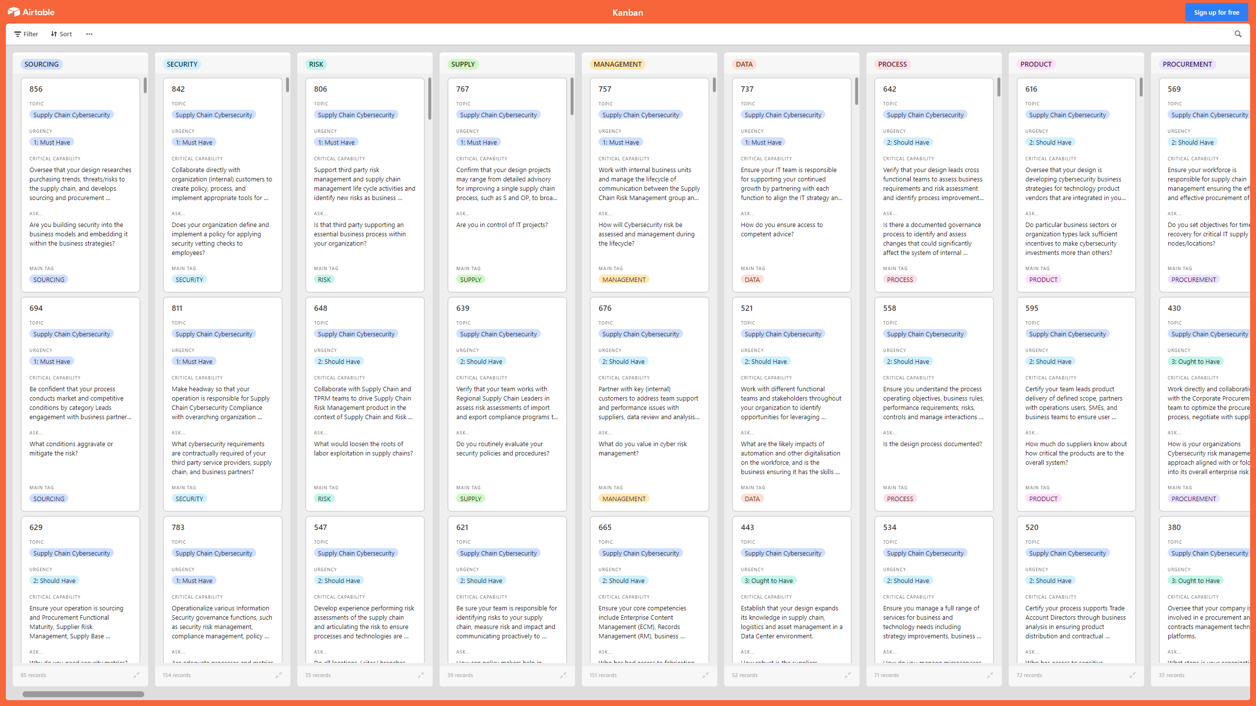 Kanban Board: Supply Chain Cybersecurity (Excel template (XLSX)) Preview Image