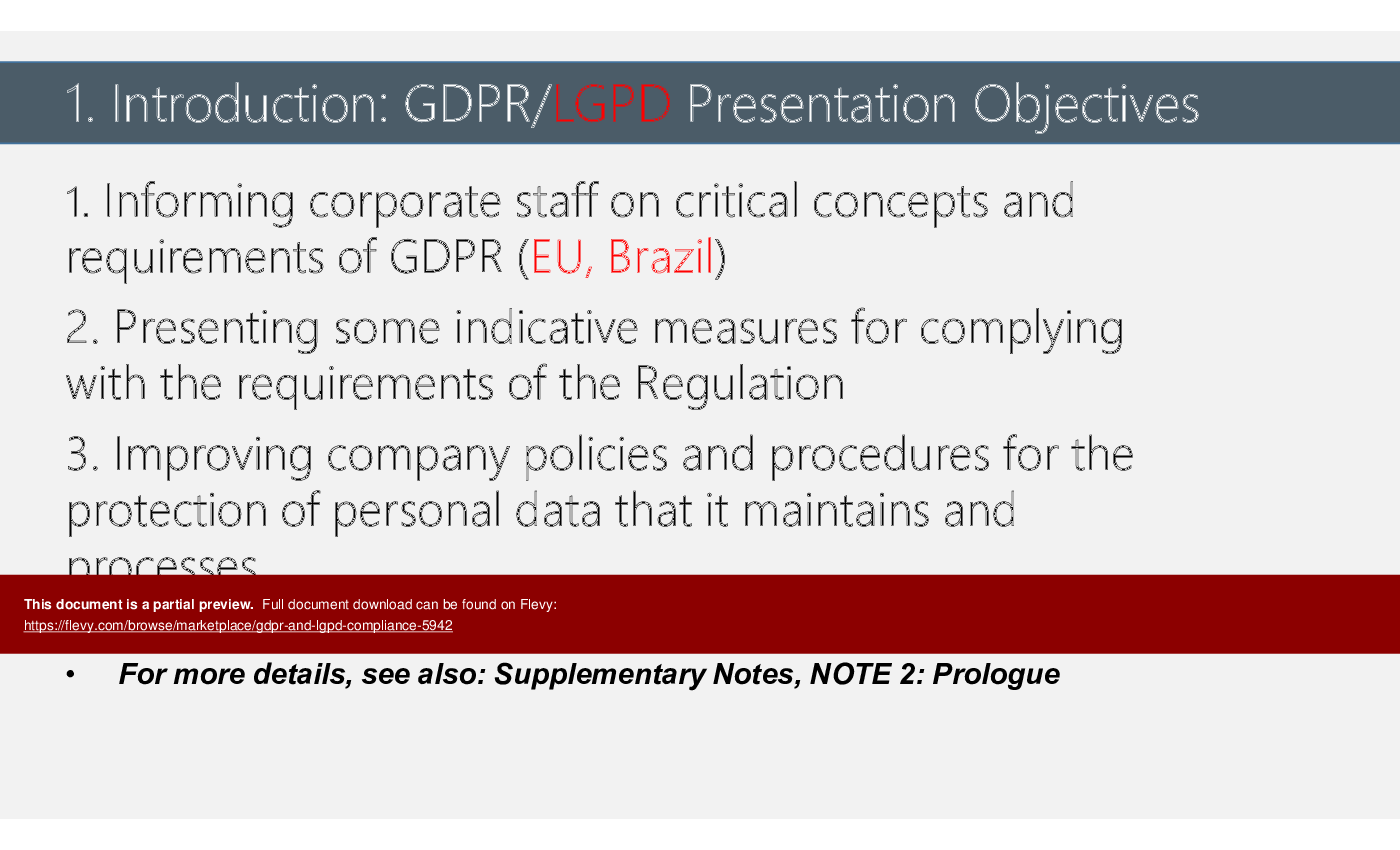 GDPR and LGPD Compliance (182-slide PPT PowerPoint presentation (PPTX)) Preview Image