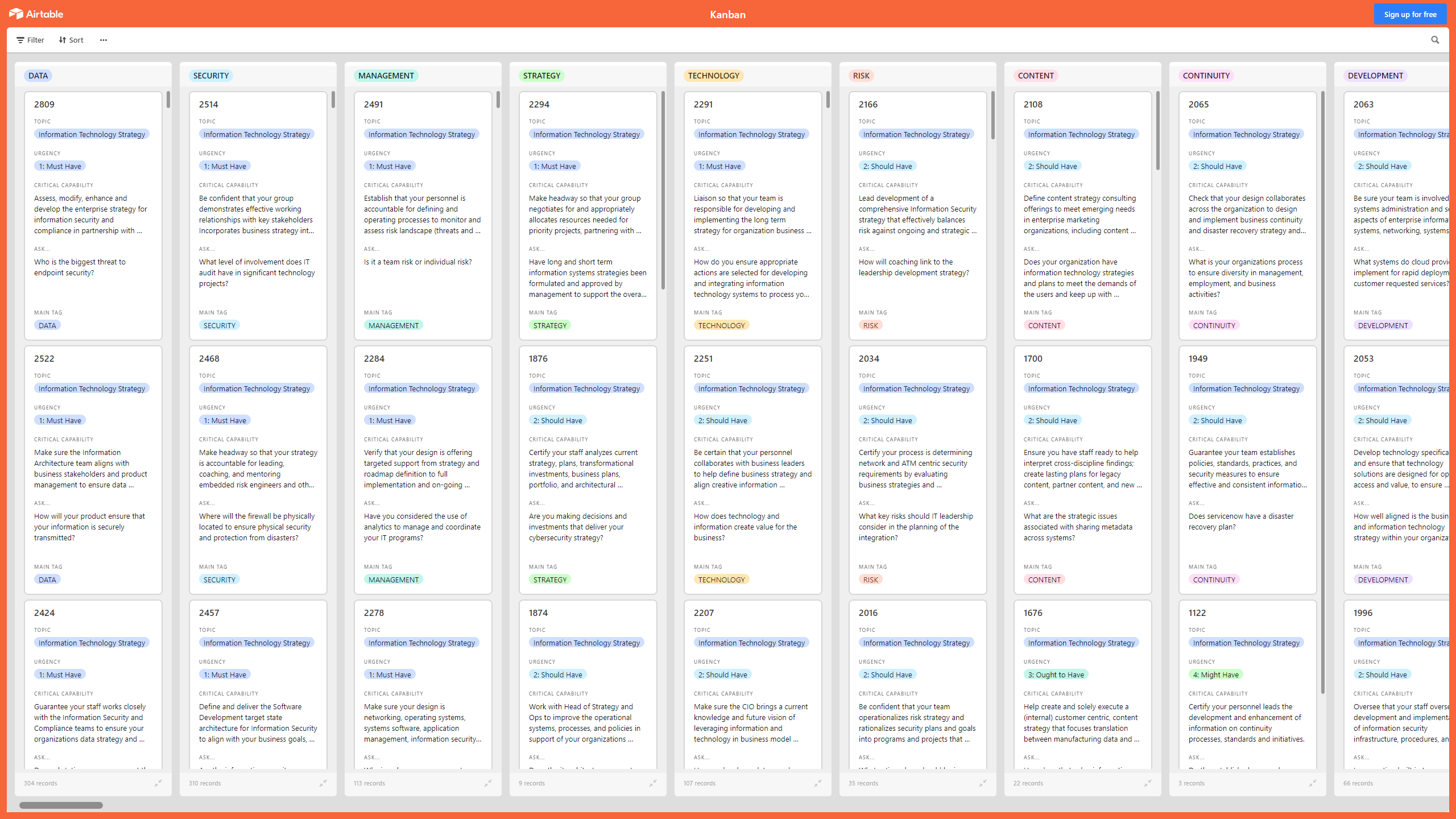 Kanban Board: IT Strategy (Excel template (XLSX)) Preview Image