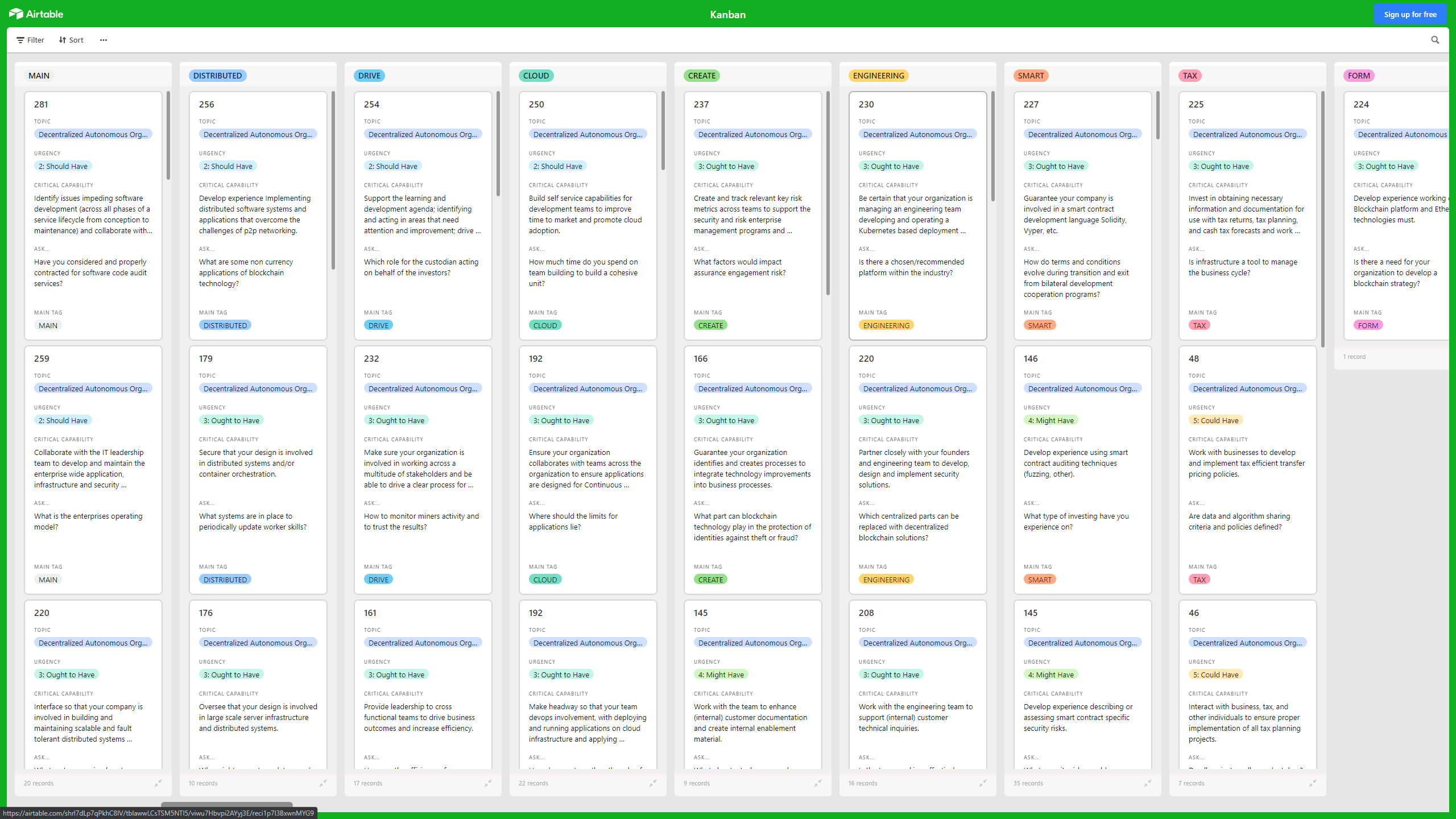 Kanban Board: Decentralized Autonomous Organization (DAO) (Excel template (XLSX)) Preview Image