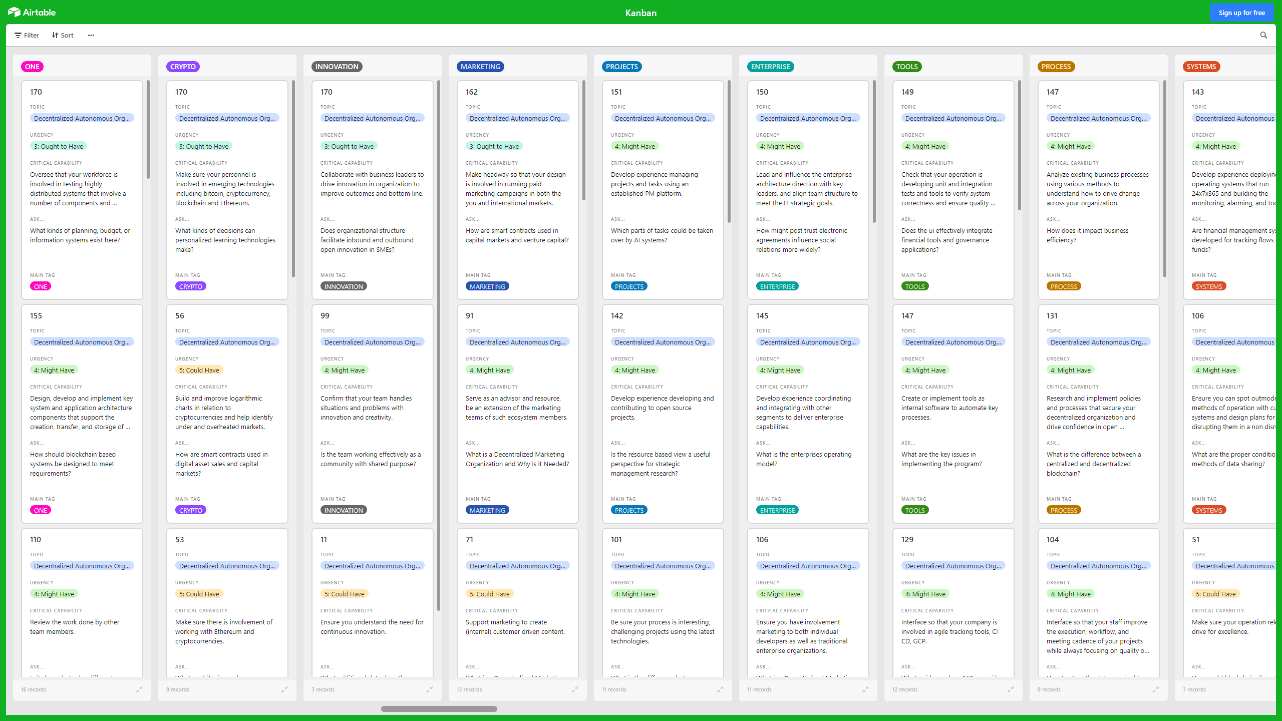 Kanban Board: Decentralized Autonomous Organization (DAO) (Excel template (XLSX)) Preview Image