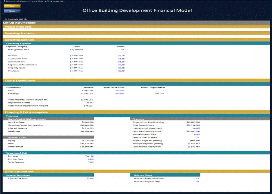 This is a partial preview of Office Building Development Financial Model (Excel workbook (XLSX)). 