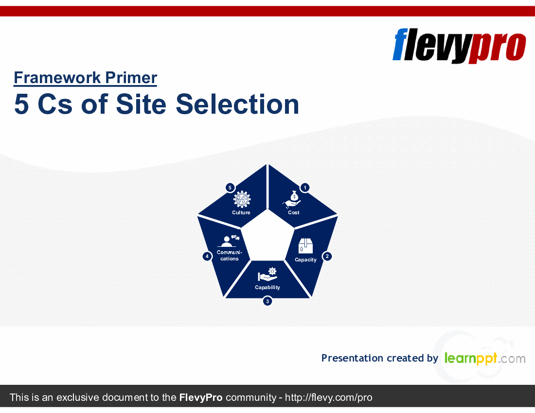 This is a partial preview of 5 Cs of Site Selection (20-slide PowerPoint presentation (PPTX)). Full document is 20 slides. 