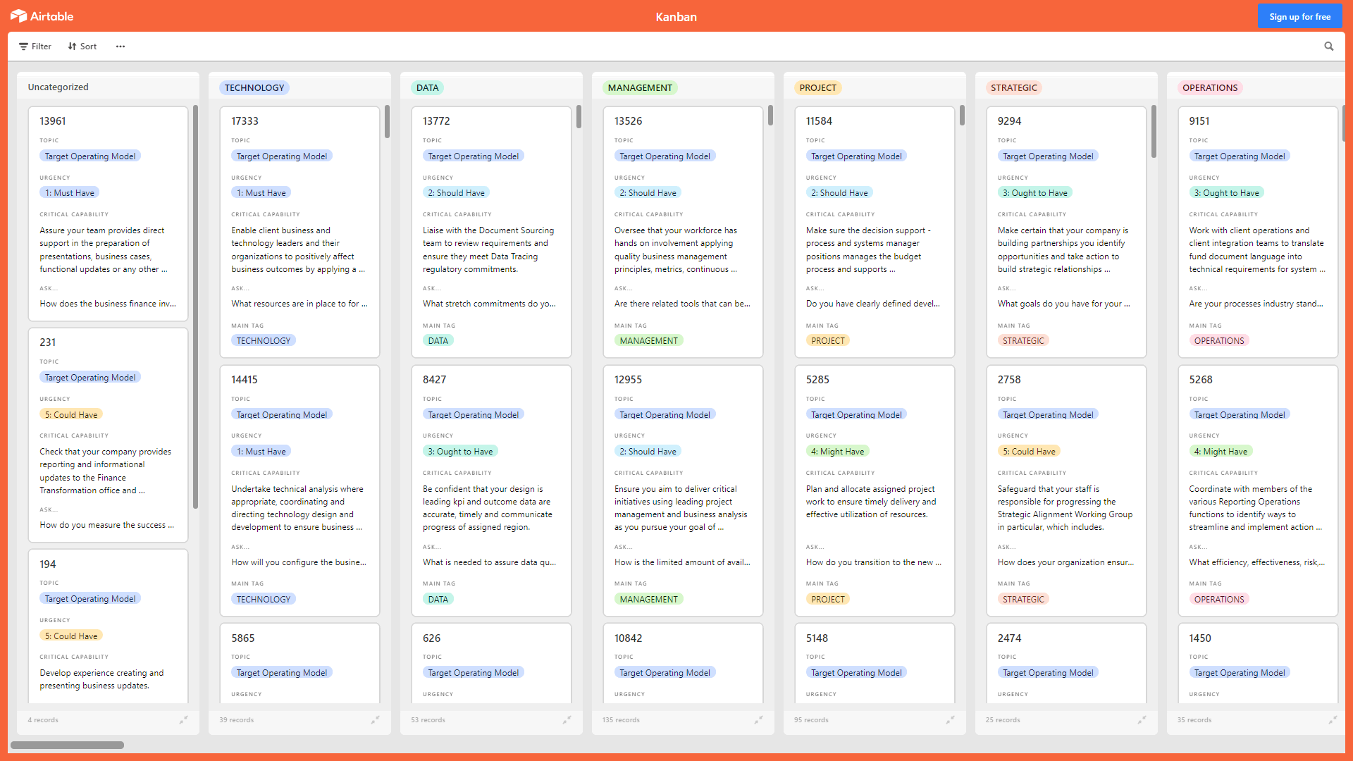 Kanban Board: Target Operating Model (TOM) (Excel template (XLSX)) Preview Image