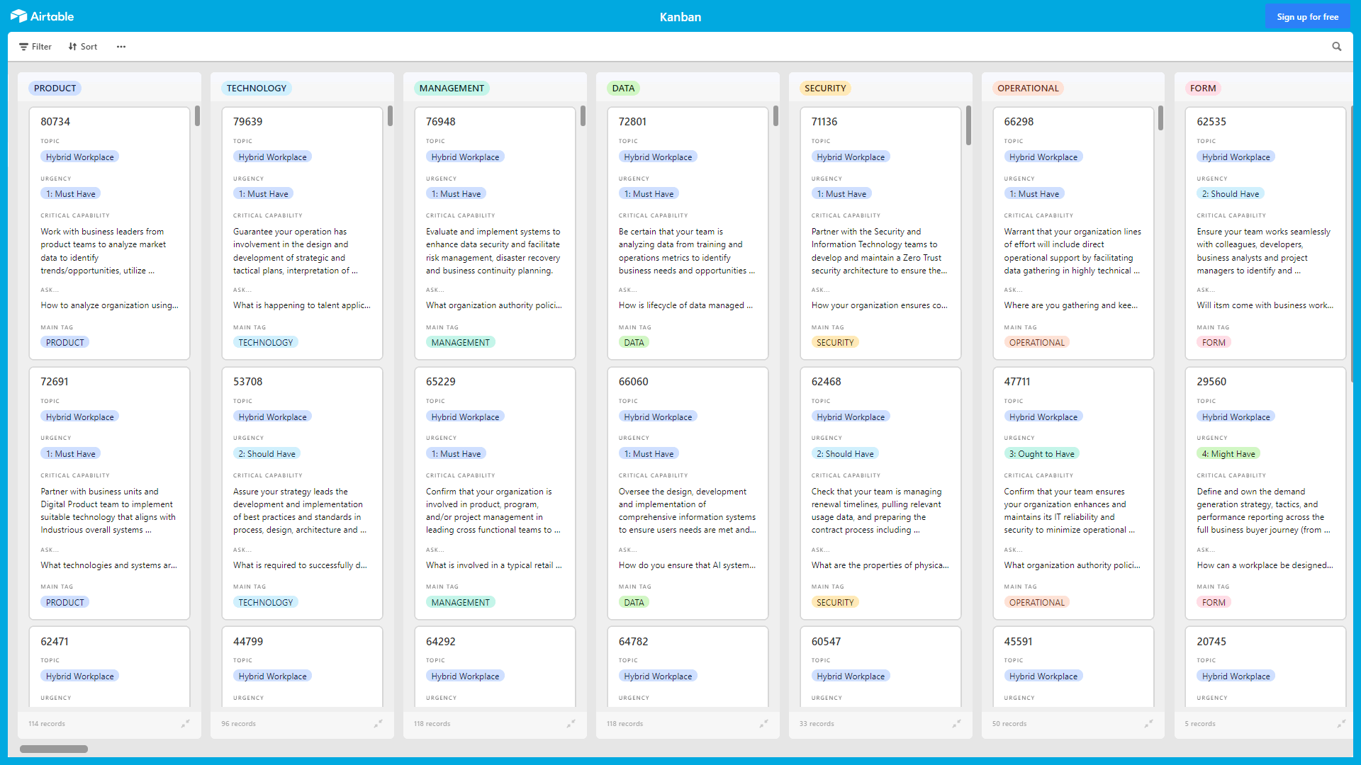 Kanban Board: Hybrid Workplace (Excel template (XLSX)) Preview Image