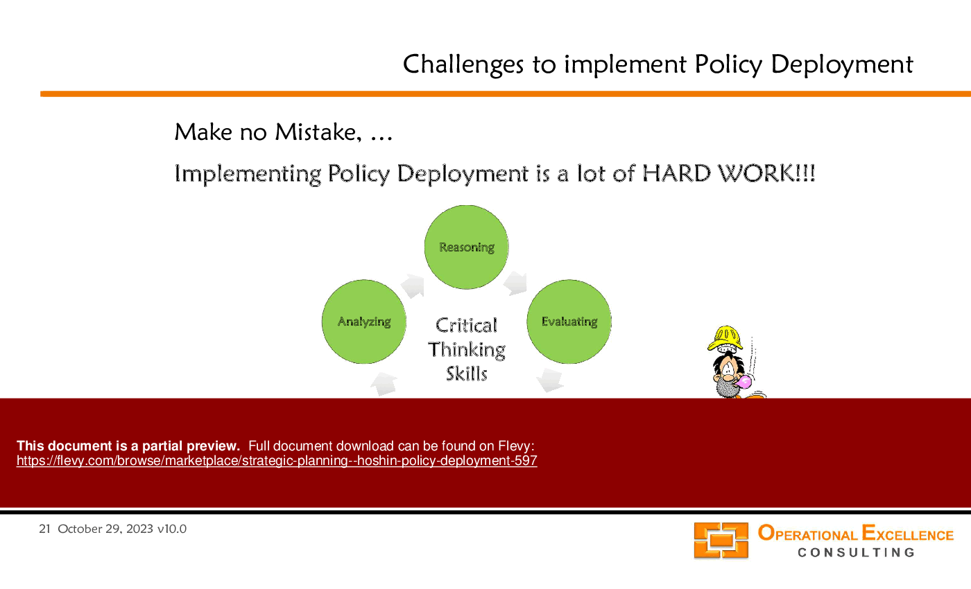 Strategic Planning - Hoshin Policy Deployment (137-slide PowerPoint presentation (PPTX)) Preview Image