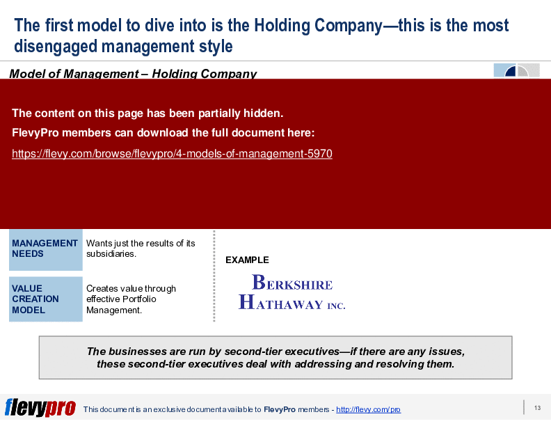 This is a partial preview of 4 Models of Management (24-slide PowerPoint presentation (PPTX)). Full document is 24 slides. 