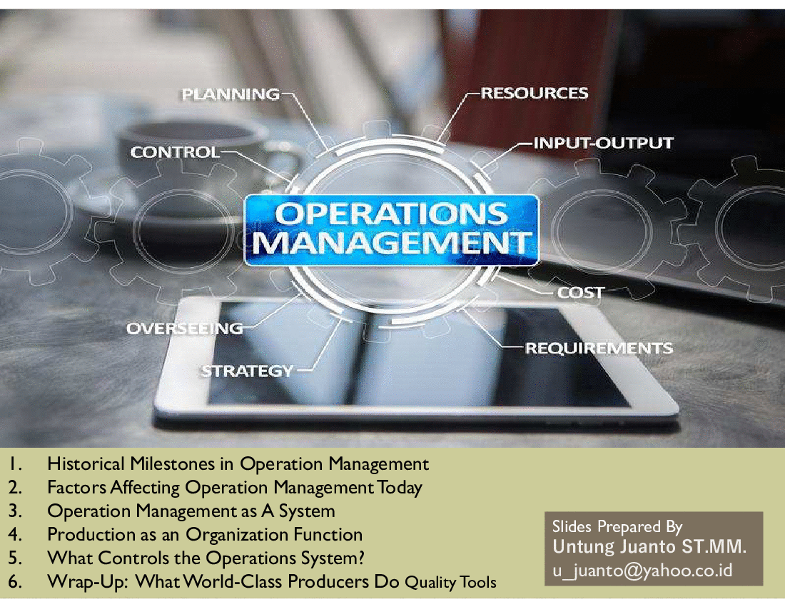 This is a partial preview of Operation Management (29-slide PowerPoint presentation (PPTX)). Full document is 29 slides. 