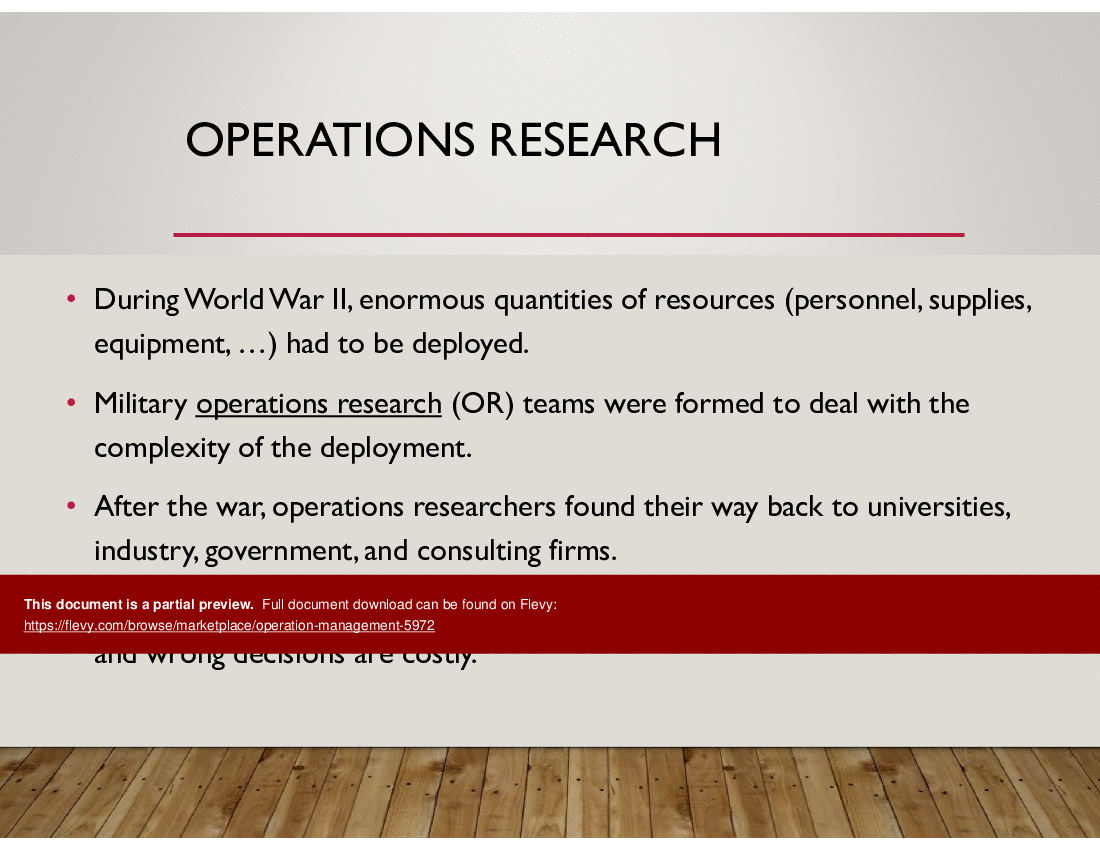 Operation Management (29-slide PPT PowerPoint presentation (PPTX)) Preview Image