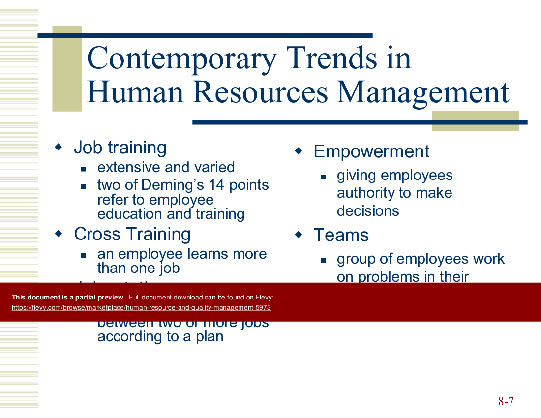 Human Resource and Quality Management (31-slide PPT PowerPoint presentation (PPT)) Preview Image