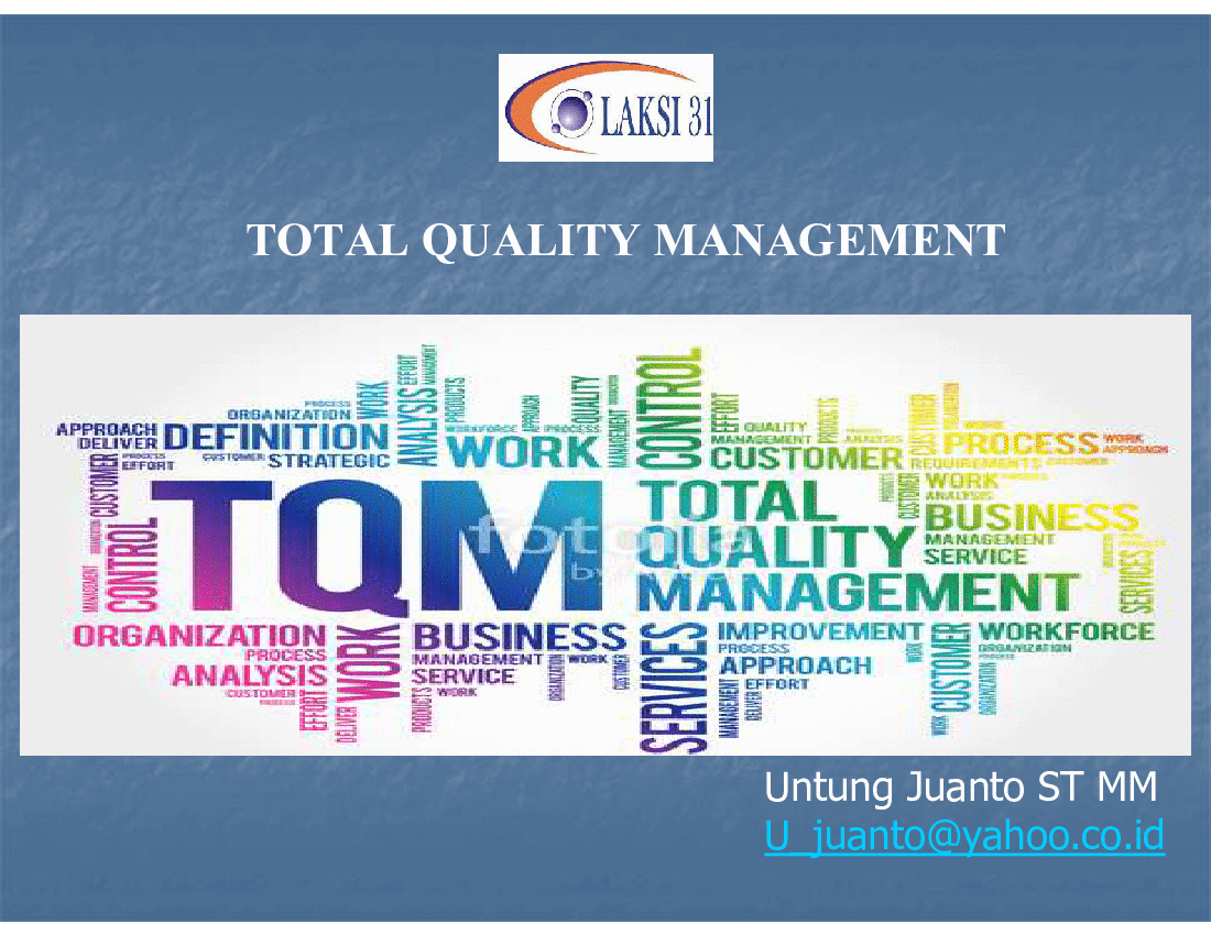 Total Quality Management to Achieve Customer Satisfaction (29-slide PPT PowerPoint presentation (PPT)) Preview Image