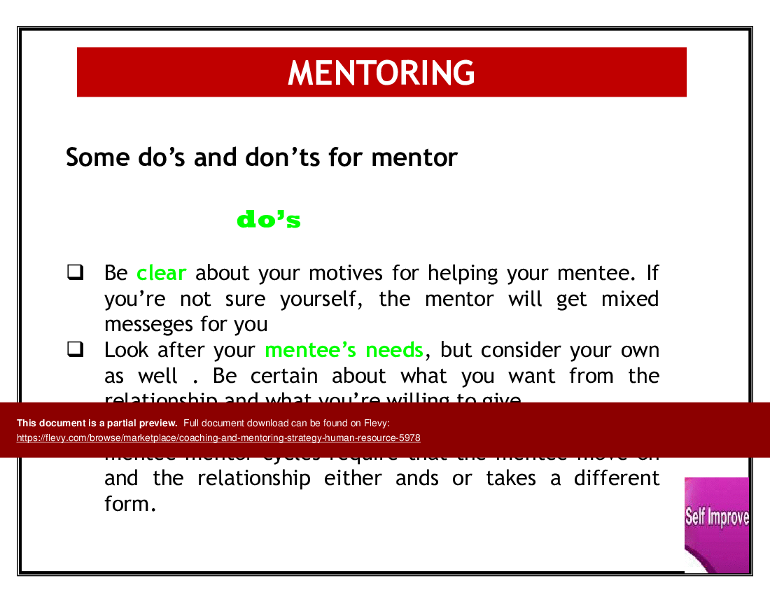 HR Coaching & Mentoring Strategy (24-slide PowerPoint presentation (PPTX)) Preview Image