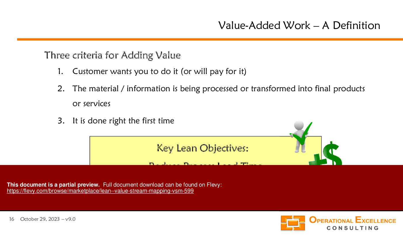 This is a partial preview of Lean - Value Stream Mapping (VSM) (158-slide PowerPoint presentation (PPTX)). Full document is 158 slides. 