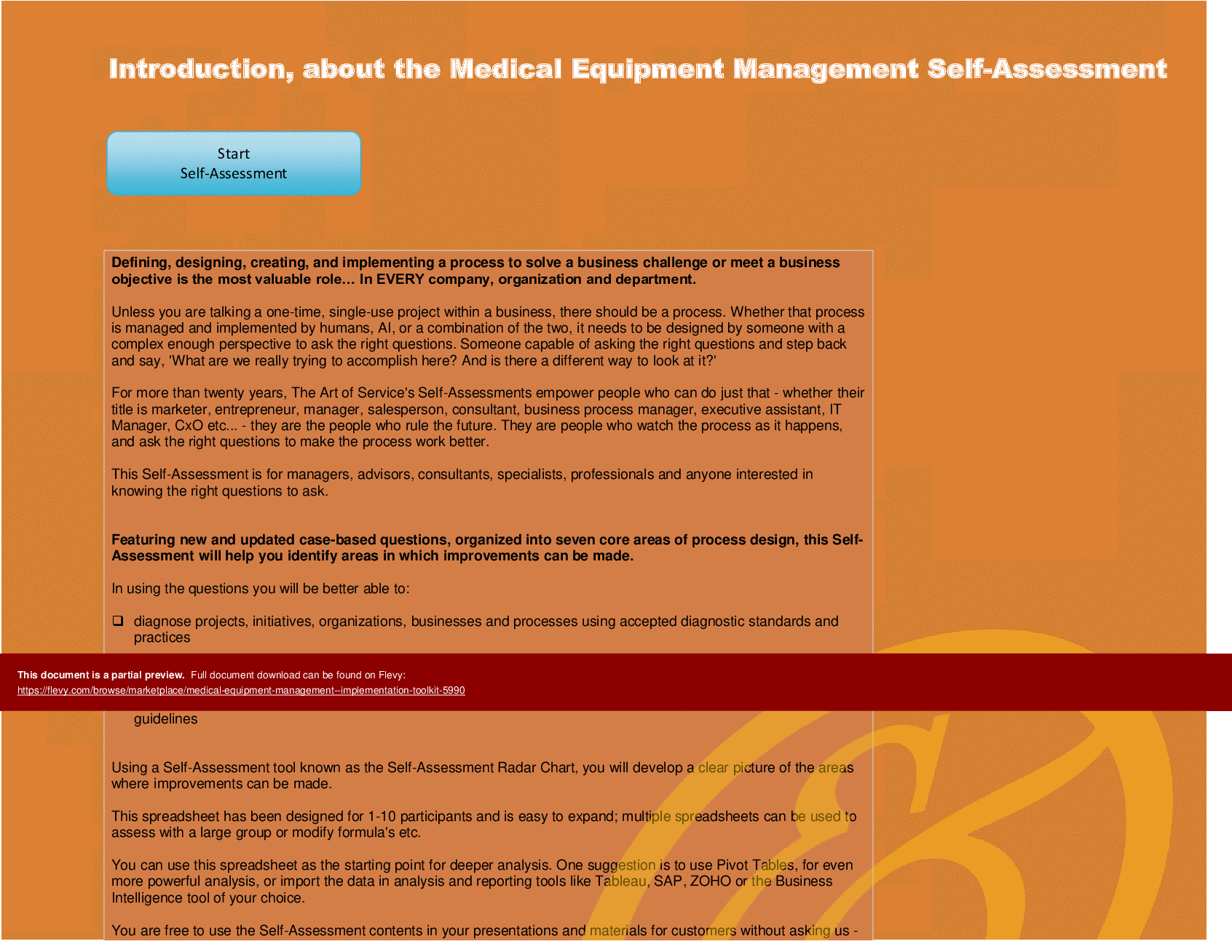 This is a partial preview of Medical Equipment Management - Implementation Toolkit (Excel workbook (XLSX)). 
