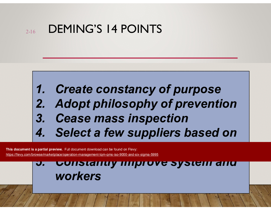 Operation Management TQM, QMS, ISO 9000 & Six Sigma (56-slide PPT PowerPoint presentation (PPT)) Preview Image
