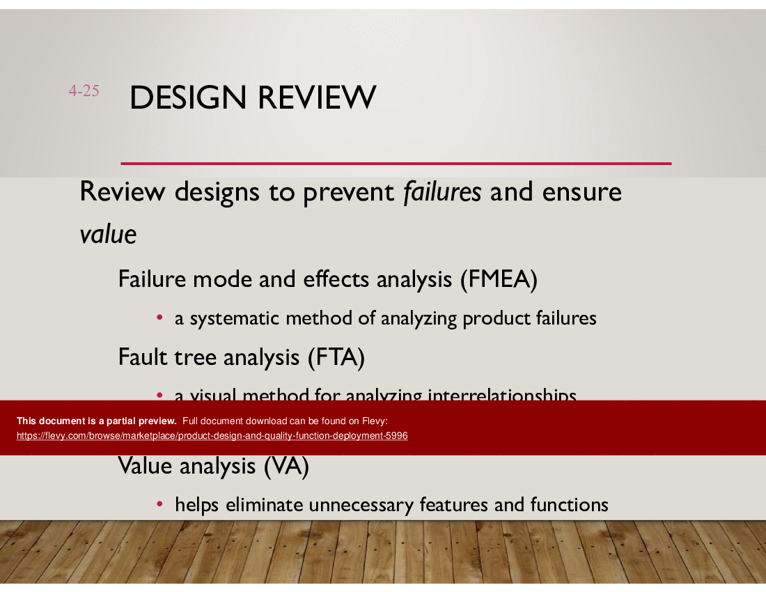 Product Design and Quality Function Deployment (45-slide PowerPoint presentation (PPT)) Preview Image