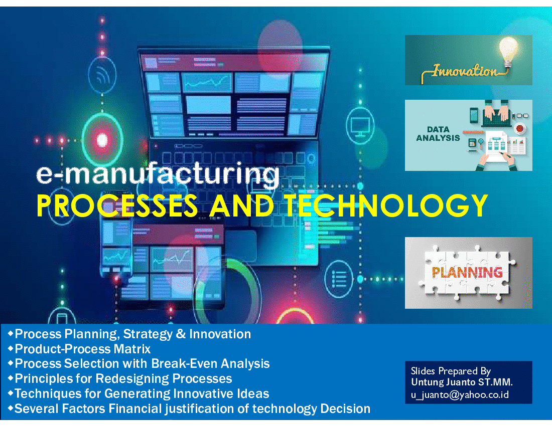 This is a partial preview of Process Planning, Analysis, Idea and Technology. Full document is 45 slides. 