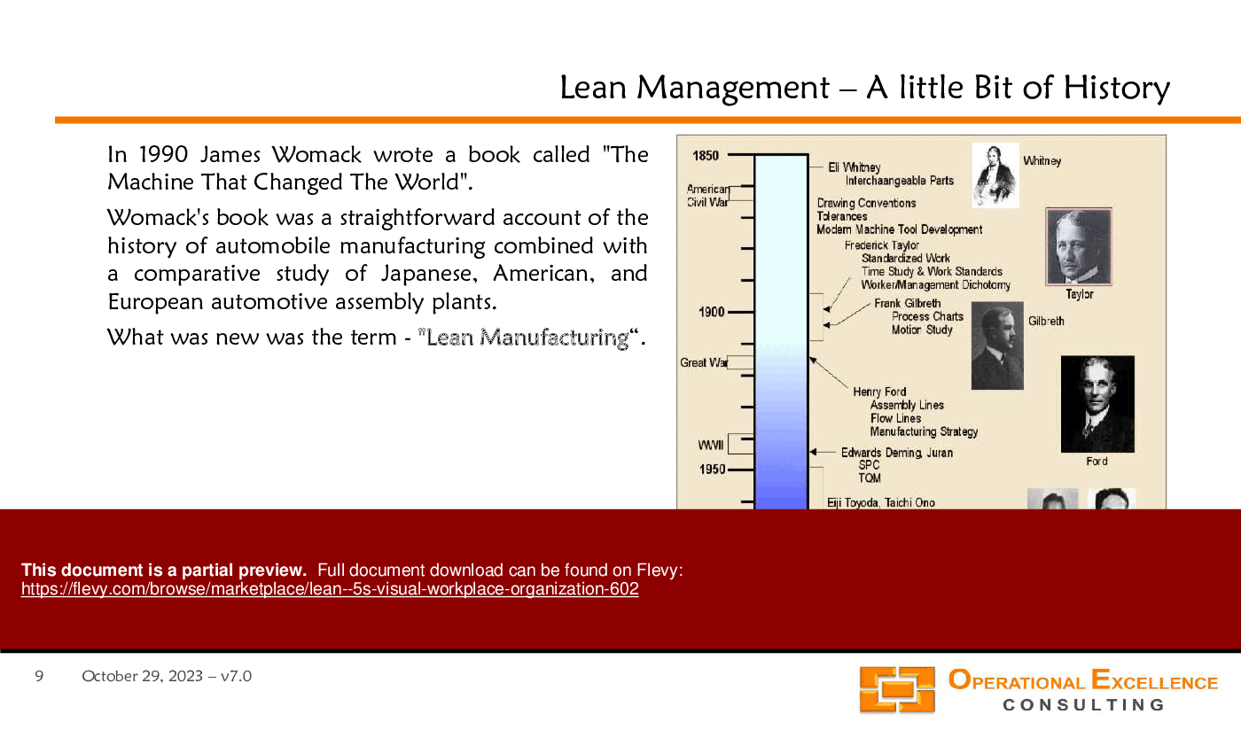 This is a partial preview of Lean - 5S Visual Workplace Organization (123-slide PowerPoint presentation (PPTX)). Full document is 123 slides. 