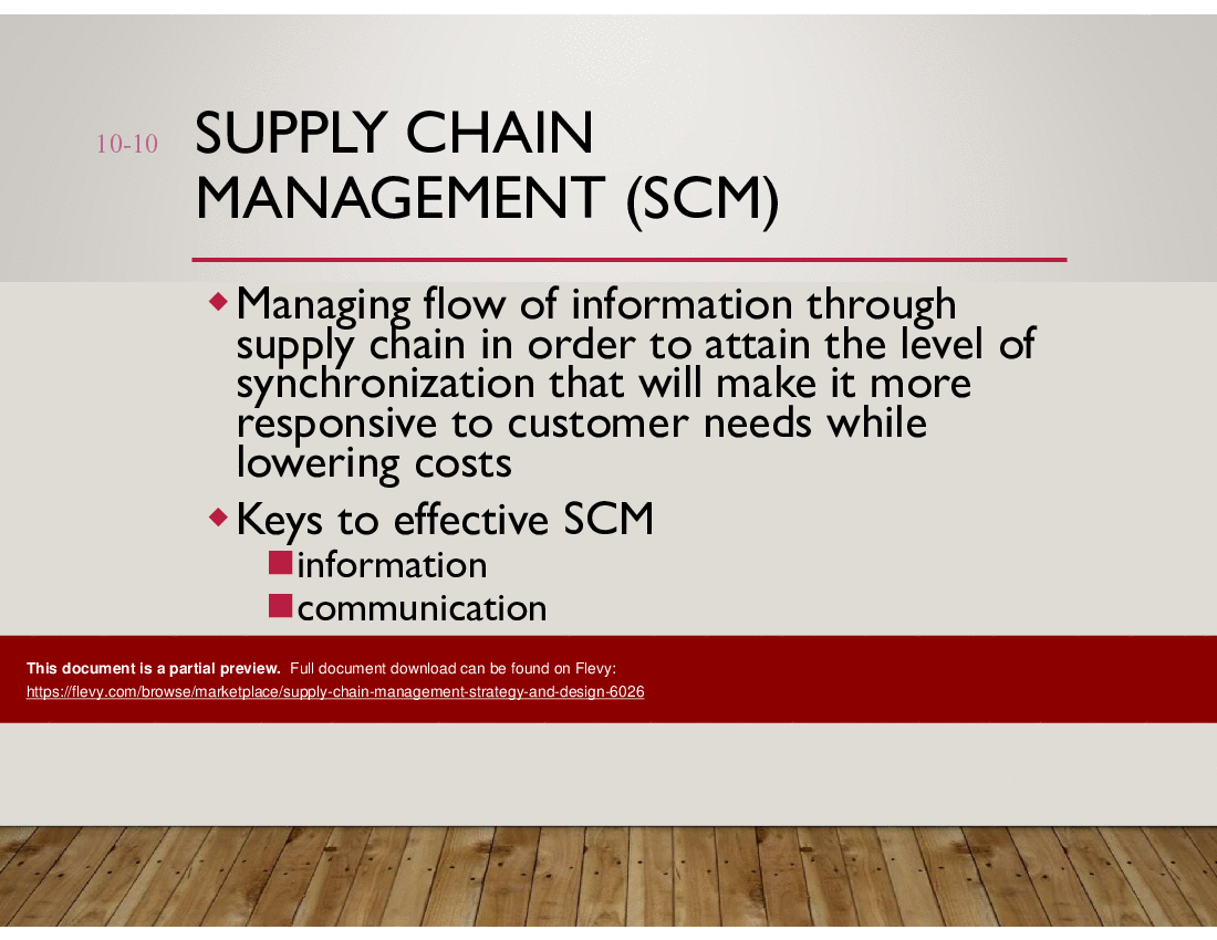 This is a partial preview of Supply Chain Management Strategy and Design (27-slide PowerPoint presentation (PPT)). Full document is 27 slides. 