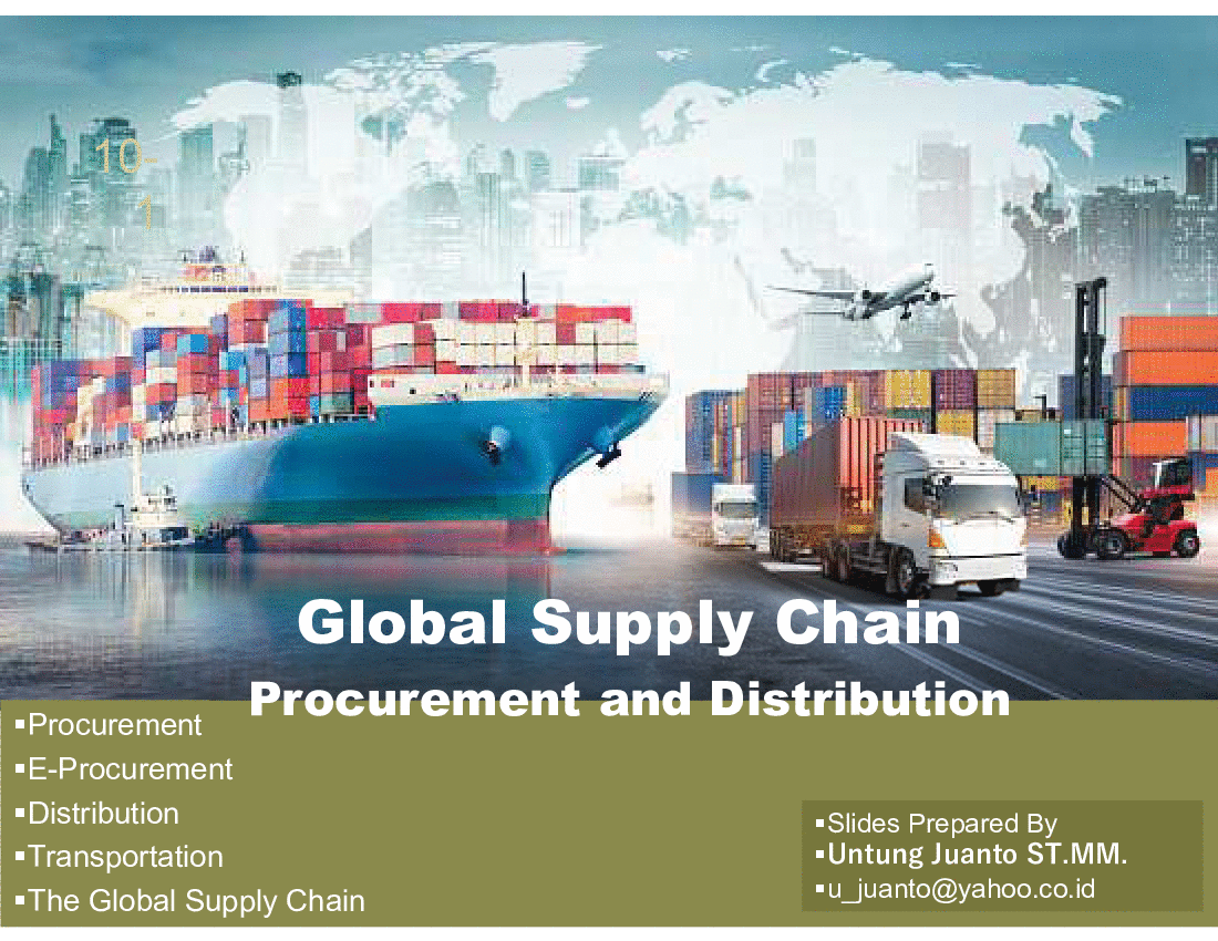 This is a partial preview of Global Supply Chain Procurement and Distribution (22-slide PowerPoint presentation (PPT)). Full document is 22 slides. 