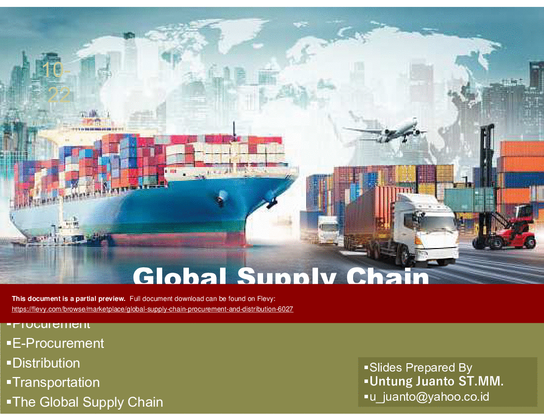 Global Supply Chain Procurement and Distribution (22-slide PowerPoint presentation (PPT)) Preview Image
