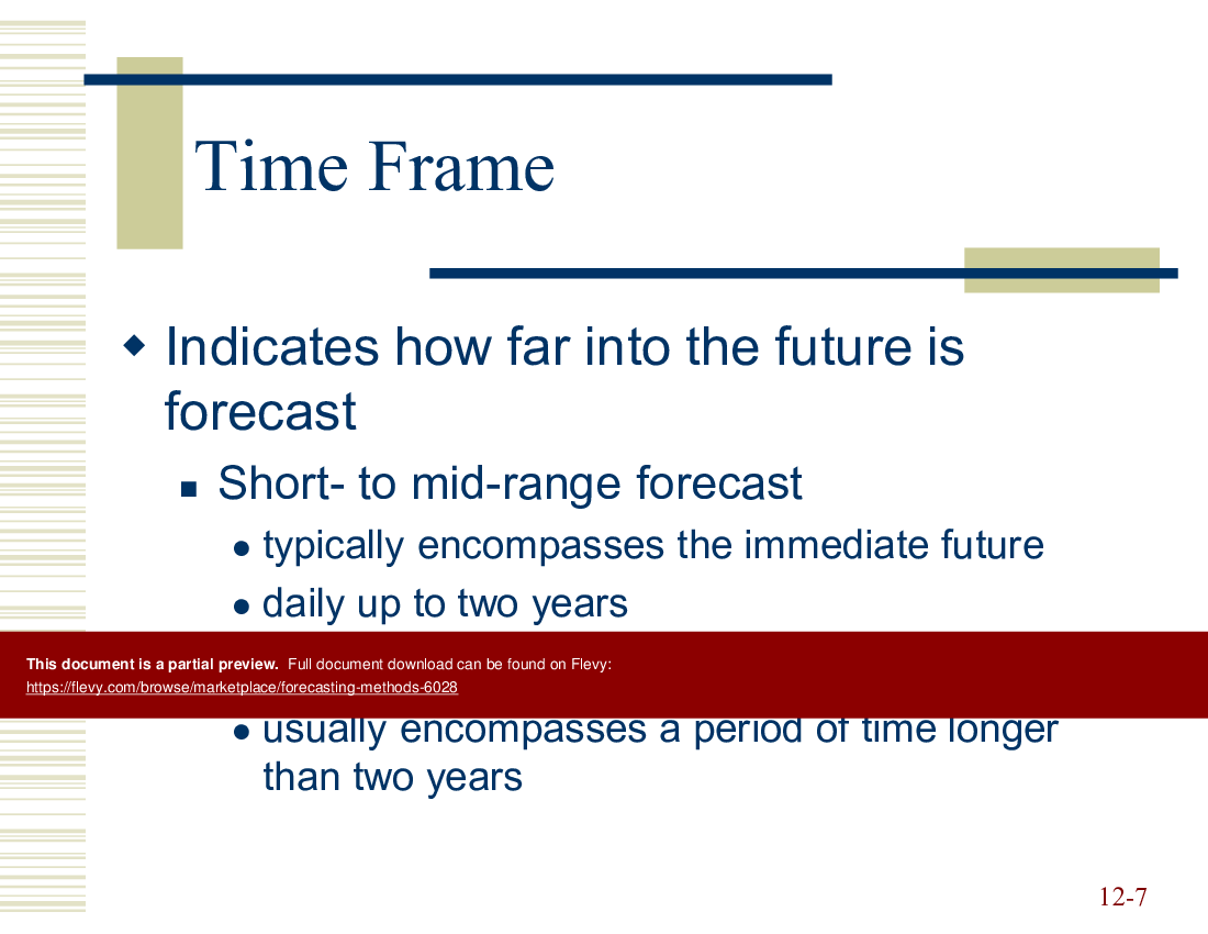 This is a partial preview of Forecasting Methods (58-slide PowerPoint presentation (PPT)). Full document is 58 slides. 