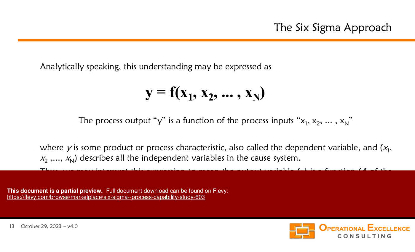 Six Sigma - Process Capability Study (103-slide PowerPoint presentation (PPTX)) Preview Image