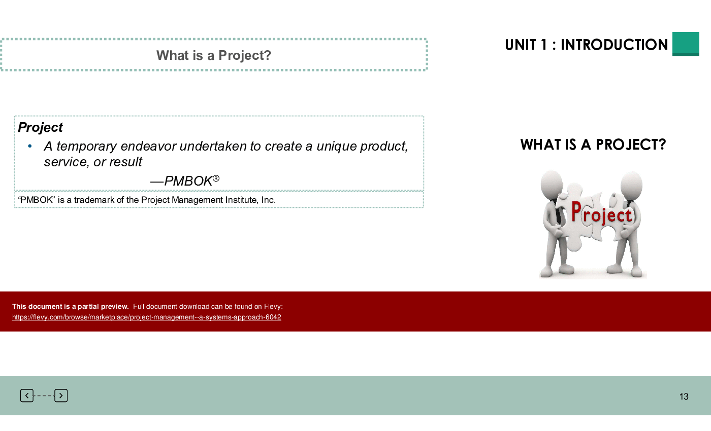 This is a partial preview of Project Management - A Systems Approach (78-slide PowerPoint presentation (PPTX)). Full document is 78 slides. 