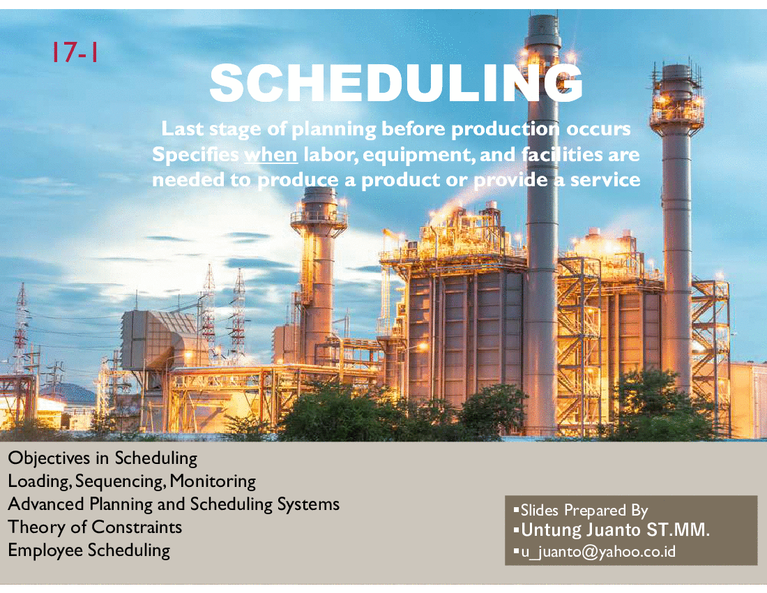 Effective Scheduling in Manufacturing