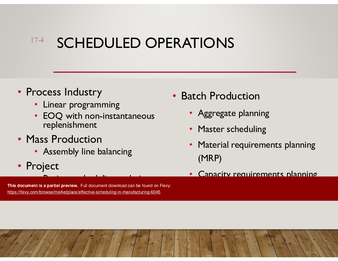 This is a partial preview of Effective Scheduling in Manufacturing (39-slide PowerPoint presentation (PPT)). Full document is 39 slides. 