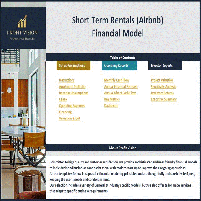 This is a partial preview of Short Term Rentals (Airbnb) Financial Model (Excel workbook (XLSX)). 